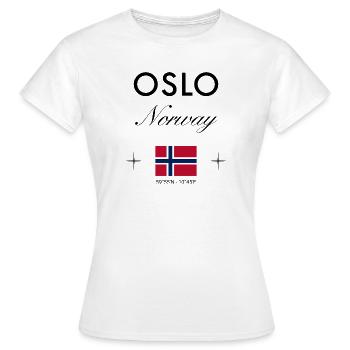 Oslo Norwegen Koordinaten Reise Souvenir - Frauen T-Shirt - Weiß - Vorne - AI Model Female 172 dark (172cm)