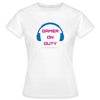 Gamer On Duty Videospiel - Frauen T-Shirt - Weiß - Vorne - AI Model Female 172 dark (172cm)