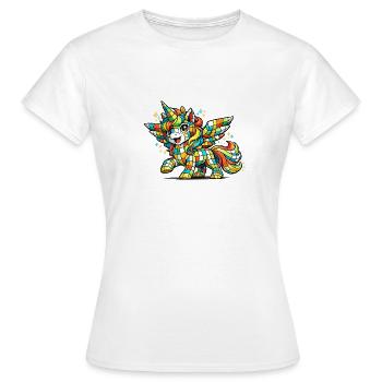 Regenbogen Mosaik-Einhorn - Frauen T-Shirt - Weiß - Vorne - AI Model Female 172 dark (172cm)