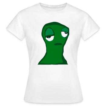 Müde grüne Figur – minimalistischer Cartoon,  Frus - Frauen T-Shirt - Weiß - Vorne - AI Model Female 172 dark (172cm)