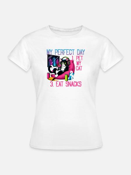 Gamer Gaming Cat Video Game - Frauen T-Shirt - Weiß
