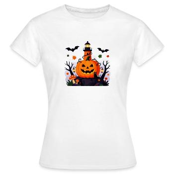 Jack-O-Laternen-Leuchtturmnacht - Frauen T-Shirt - Weiß - Vorne - AI Model Female 172 dark (172cm)