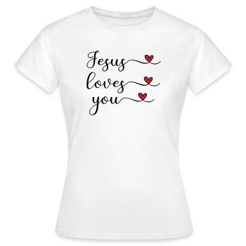 Jesus liebt dich süß Typografie mit Herz - Frauen T-Shirt - Weiß - Vorne - AI Model Female 172 dark (172cm)