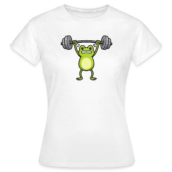 Cute frog doing fitness workout cartoon - Women's T-Shirt - white - Front - AI Model Female 172 dark (172cm)