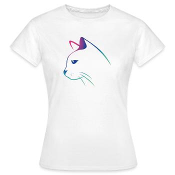 Cat-Line-Zeichnungsgradient - Frauen T-Shirt - Weiß - Vorne - AI Model Female 172 dark (172cm)