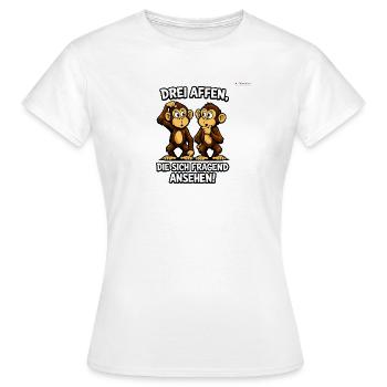 Drei Affen die sich fragend ansehen  - Frauen T-Shirt - Weiß - Vorne - AI Model Female 172 dark (172cm)