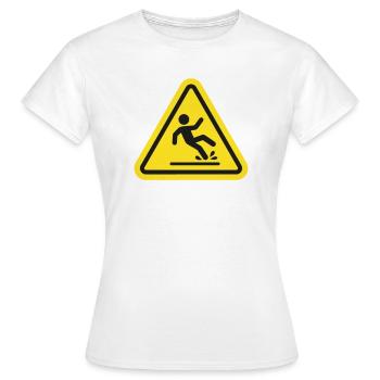 Caution Wet Floor Safety Warning Sign Yellow Icon - Women's T-Shirt - white - Front - AI Model Female 172 dark (172cm)