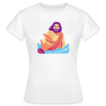 Jesus – Retro Pop Art - Frauen T-Shirt - Weiß - Vorne - AI Model Female 172 dark (172cm)