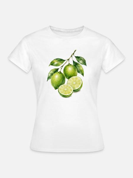 Limetten Aquarell Frische - Frauen T-Shirt - Weiß