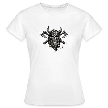 Wikingerschädelwappen mit Äxten - Frauen T-Shirt - Weiß - Vorne - AI Model Female 172 dark (172cm)