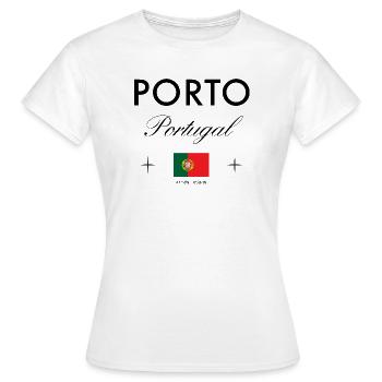 Porto Portugal Koordinaten Reise Souvenir - Frauen T-Shirt - Weiß - Vorne - AI Model Female 172 dark (172cm)