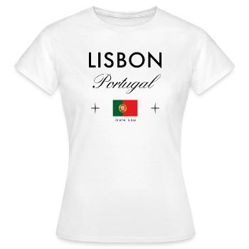 Lissabon Portugal Koordinaten Reise Souvenir - Frauen T-Shirt - Weiß - Vorne - AI Model Female 172 dark (172cm)