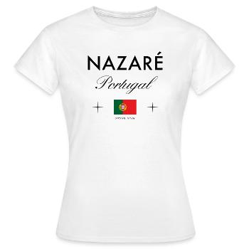 Nazare Portugal Koordinaten Reise Souvenir - Frauen T-Shirt - Weiß - Vorne - AI Model Female 172 dark (172cm)