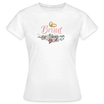 Braut Ringe Blumen JGA Junggesellenabschied - Frauen T-Shirt - Weiß - Vorne - AI Model Female 172 dark (172cm)