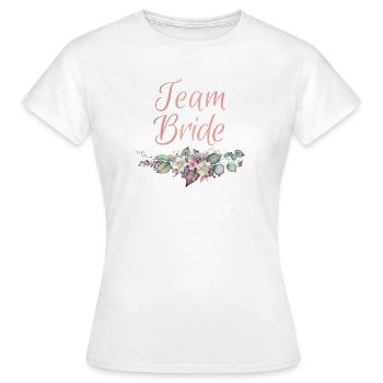 Team Bride Ringe Blumen JGA Junggesellenabschied - Frauen T-Shirt - Weiß - Vorne - AI Model Female 172 dark (172cm)
