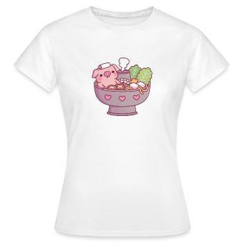 Lustiges Schwein entspannt sich im Dampfschiff-Hotpot-Whirlpool - Frauen T-Shirt - Weiß - Vorne - AI Model Female 172 dark (172cm)