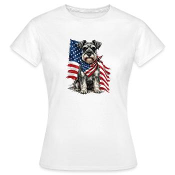 Patriotischer Schnauzer Stars, Stripes Hundestolz, - Frauen T-Shirt - Weiß - Vorne - AI Model Female 172 dark (172cm)