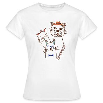 Katzen Trio  - Frauen T-Shirt - Weiß - Vorne - AI Model Female 172 dark (172cm)