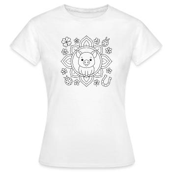 Gluecksbringer Mandala zum ausmalen - Frauen T-Shirt - Weiß - Vorne - AI Model Female 172 dark (172cm)