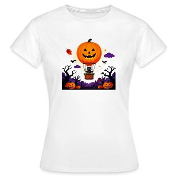 Kürbisballon-Katzen-Halloween-Szene - Frauen T-Shirt - Weiß - Vorne - AI Model Female 172 dark (172cm)