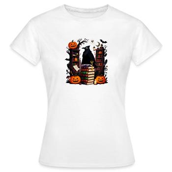 Gothic Raven Among Tomes - Women's T-Shirt - white - Front - AI Model Female 172 dark (172cm)