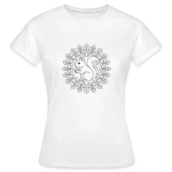 Mandala noisette écureuil pour colorier - T-shirt Femme - blanc - Devant - AI Model Female 172 dark (172cm)