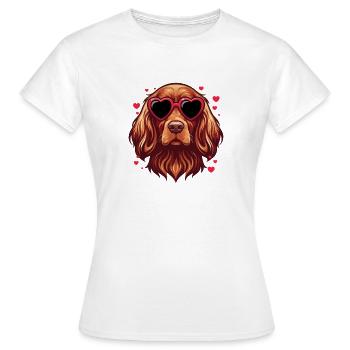 Valentine Setter irlandais - Maman du chien Setter rouge Papa - T-shirt Femme - blanc - Devant - AI Model Female 172 dark (172cm)