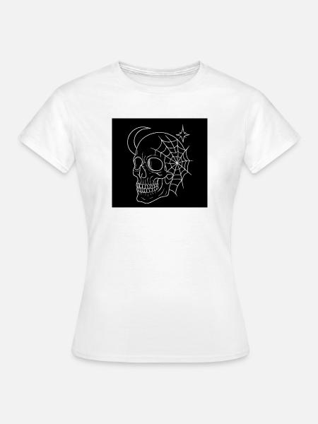 Occult Skull & Geometrische Netze – Goth - Frauen T-Shirt - Weiß