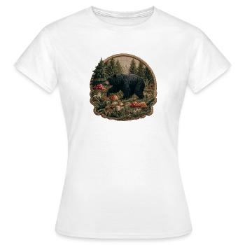 Waldbär im Pilzland Patch - Frauen T-Shirt - Weiß - Vorne - AI Model Female 172 dark (172cm)