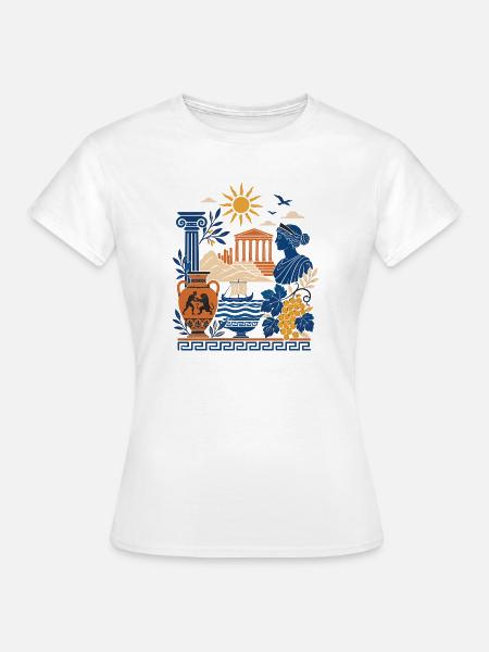 Antike Sonnentempel Collage - Frauen T-Shirt - Weiß