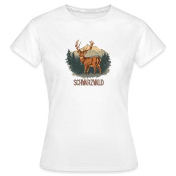 Schwarzwald Hirsch | Vintage Wildlife Design - Frauen T-Shirt - Weiß - Vorne - AI Model Female 172 dark (172cm)