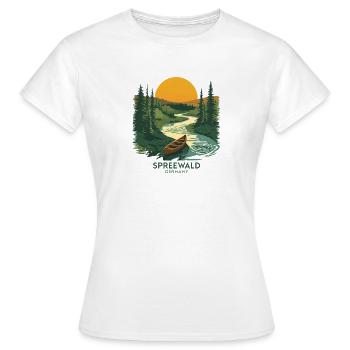 Spreewald Germany | Vintage Nature Poster - Frauen T-Shirt - Weiß - Vorne - AI Model Female 172 dark (172cm)
