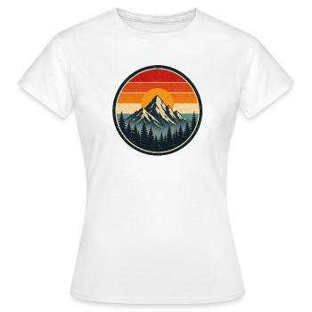 Mountain Retro Emblem Vintage-Stil Grafik - Frauen T-Shirt - Weiß - Vorne - AI Model Female 172 dark (172cm)