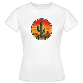 Cactus Retro Badge Vintage-Stil Grafik - Frauen T-Shirt - Weiß - Vorne - AI Model Female 172 dark (172cm)