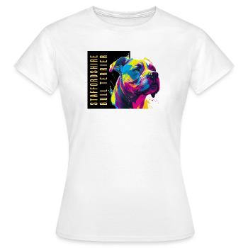 Staffie Head Popart - 050 - Frauen T-Shirt - Weiß - Vorne - AI Model Female 172 dark (172cm)