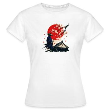 Samouraï sous les cerisiers en fleurs - T-shirt Femme - blanc - Devant - AI Model Female 172 dark (172cm)