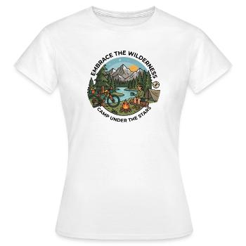 Camp Under The Stars Bikepacking Adventure Tee - Frauen T-Shirt - Weiß - Vorne - AI Model Female 172 dark (172cm)