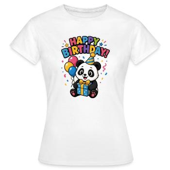 Happy Birthday panda - Frauen T-Shirt - Weiß - Vorne - AI Model Female 172 dark (172cm)