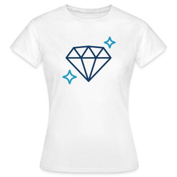 Illustration de symbole d’icône de pierre en diamant bleu - T-shirt Femme - blanc - Devant - AI Model Female 172 dark (172cm)