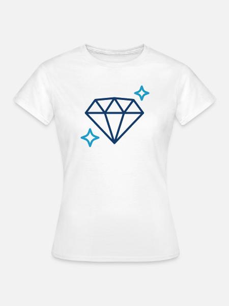 Blauer Diamant-Edelstein-Icon Symbol-Illustrationsdesign - Frauen T-Shirt - Weiß