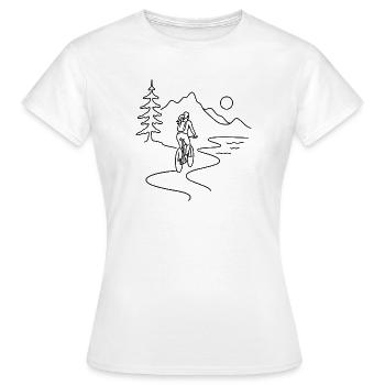 Cyclist woman in mountains - Frauen T-Shirt - Weiß - Vorne - AI Model Female 172 dark (172cm)