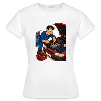 Animierter Mechanismus am Motor - Frauen T-Shirt - Weiß - Vorne - AI Model Female 172 dark (172cm)