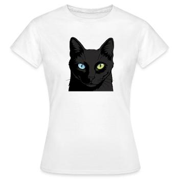 Zweifarbige Katze mit Heterochromie - Frauen T-Shirt - Weiß - Vorne - AI Model Female 172 dark (172cm)