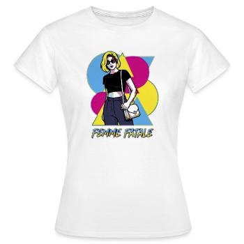 Femme Fatale Pop Art - Frauen T-Shirt - Weiß - Vorne - AI Model Female 172 dark (172cm)