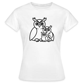 Eulenfamilie - Frauen T-Shirt - Weiß - Vorne - AI Model Female 172 dark (172cm)