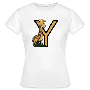 Giraffe with Y Letter Design - Women's T-Shirt - white - Front - AI Model Female 172 dark (172cm)