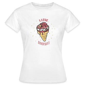 Vielfalt Eiscreme Herz Motiv - Frauen T-Shirt - Weiß - Vorne - AI Model Female 172 dark (172cm)