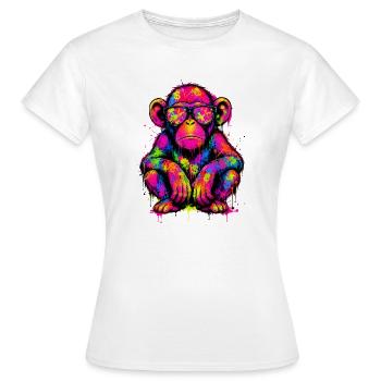 Graffiti de singe au néon avec des signes de dollar - T-shirt Femme - blanc - Devant - AI Model Female 172 dark (172cm)