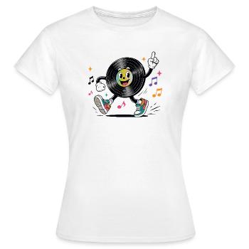 Lustige Schallplatte mit Musiknoten Retro - Frauen T-Shirt - Weiß - Vorne - AI Model Female 172 dark (172cm)