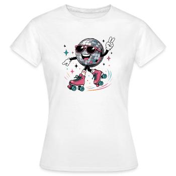 Disco Ball on Roller Skates Retro Style - Women's T-Shirt - white - Front - AI Model Female 172 dark (172cm)